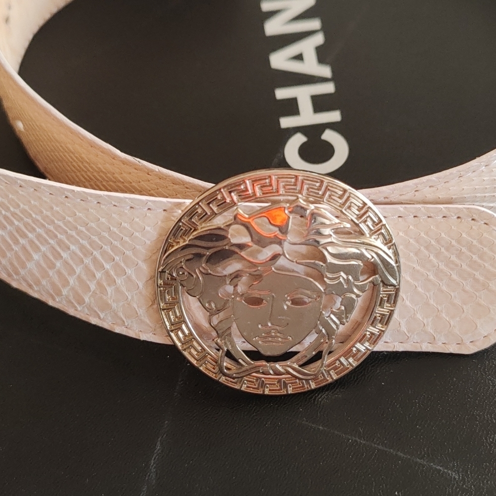 Versace light pink belt size 36